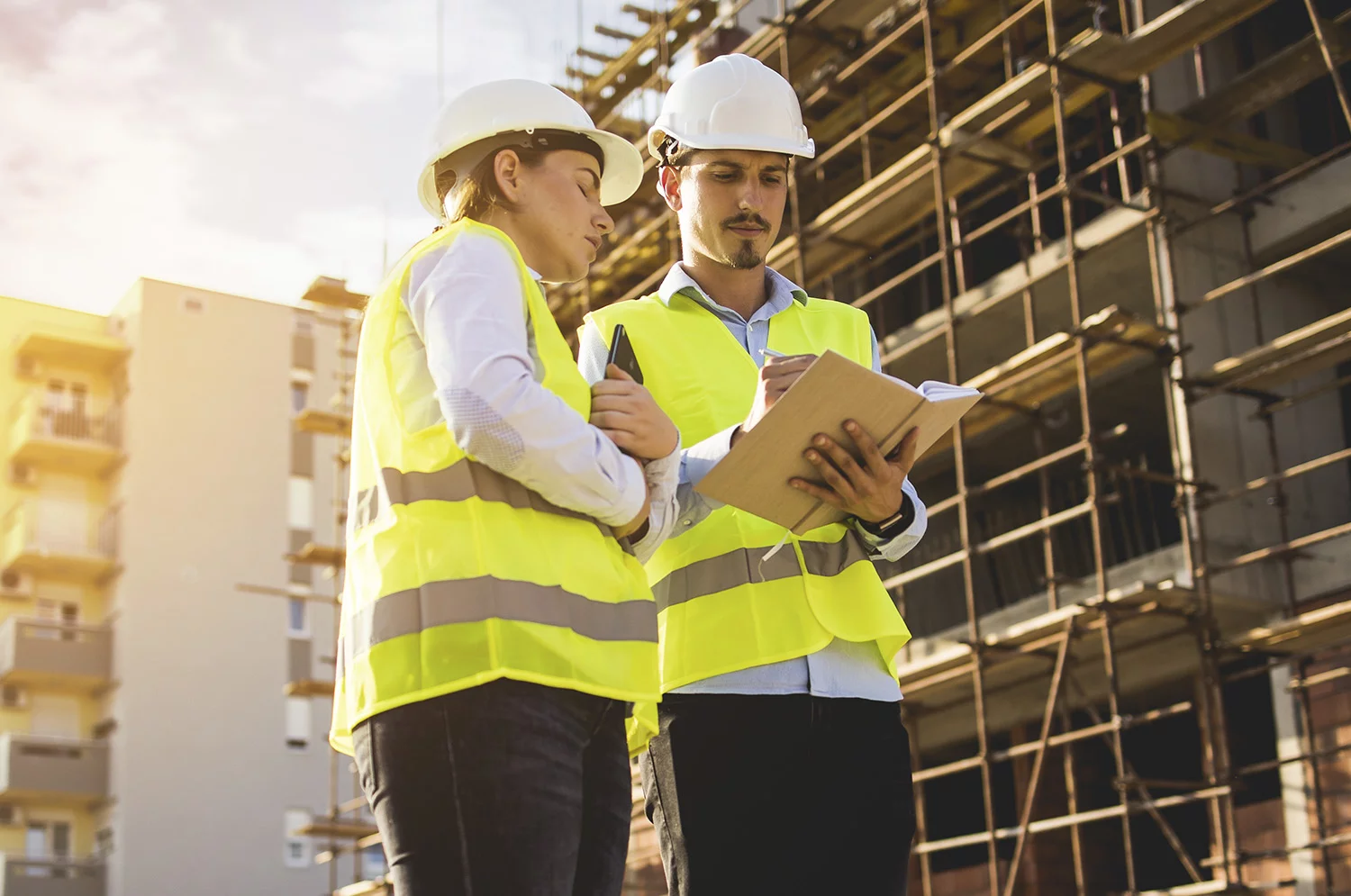 Réunion de coordination sur chantier